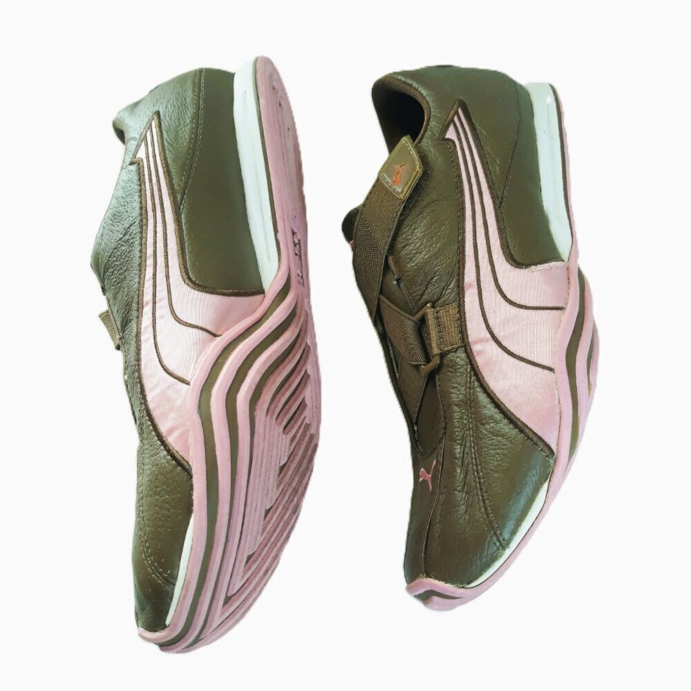 Puma Speedcat Chocolate Brown & Pink Leather Sneaker 10 Hook & Loop Closure - Picture 3 of 13